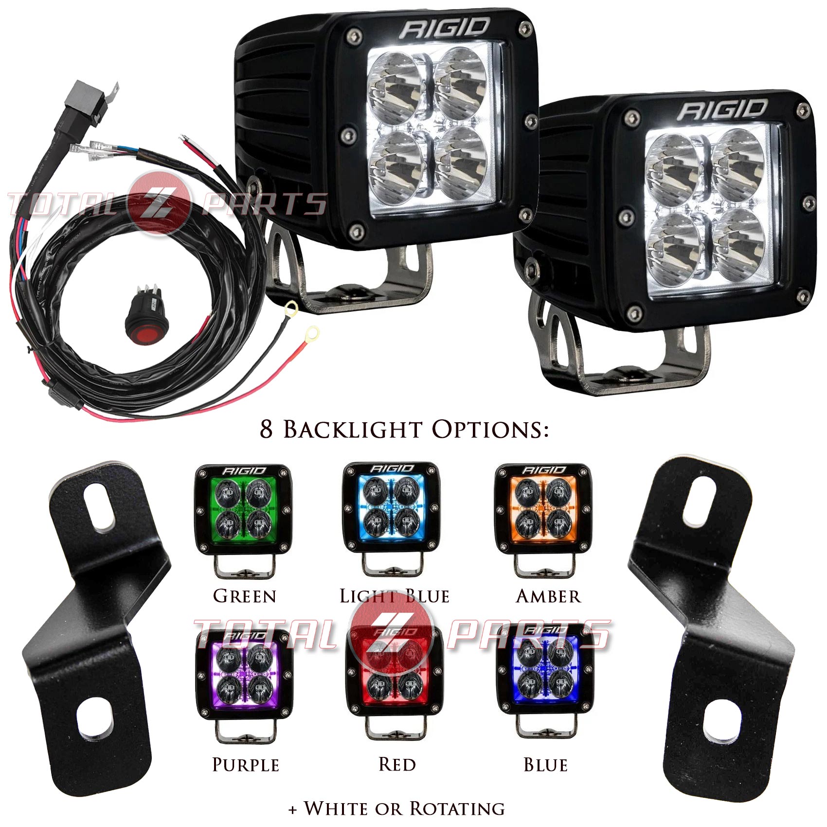 Rigid® Radiance 3″ (8-Option Backlight) LED A-Pillar Ditch Lights Kit (17-22 Ford Super Duty)
