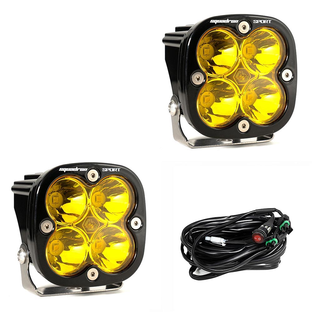 Baja Designs® Squadron Sport™ LED Pair Amber Spot Pattern Light Kit w/Wiring Harness