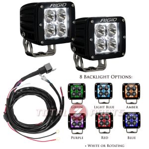 Rigid Industries® 3" Radiance+ LED Pod Lights Pair 8 Option RGBW Backlight w/Harness