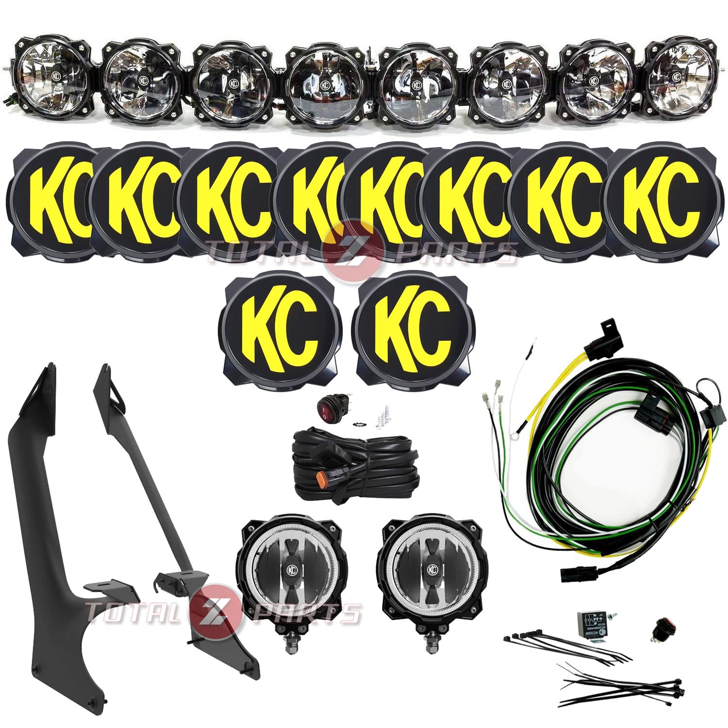 KC HiLiTES™ Gravity Pro6 50″ LED Roof Light Bar & Spot Ditch Lights Kit (Wrangler 392 / Gladiator Mojave)