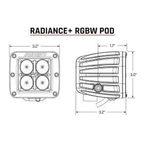 Rigid Industries® 3" Radiance+ LED Pod Lights Pair 8 Option RGBW Backlight w/Harness Rigid Industries® 3" Radiance+ LED Pod Lights Pair 8 Option RGBW Backlight w/Harness