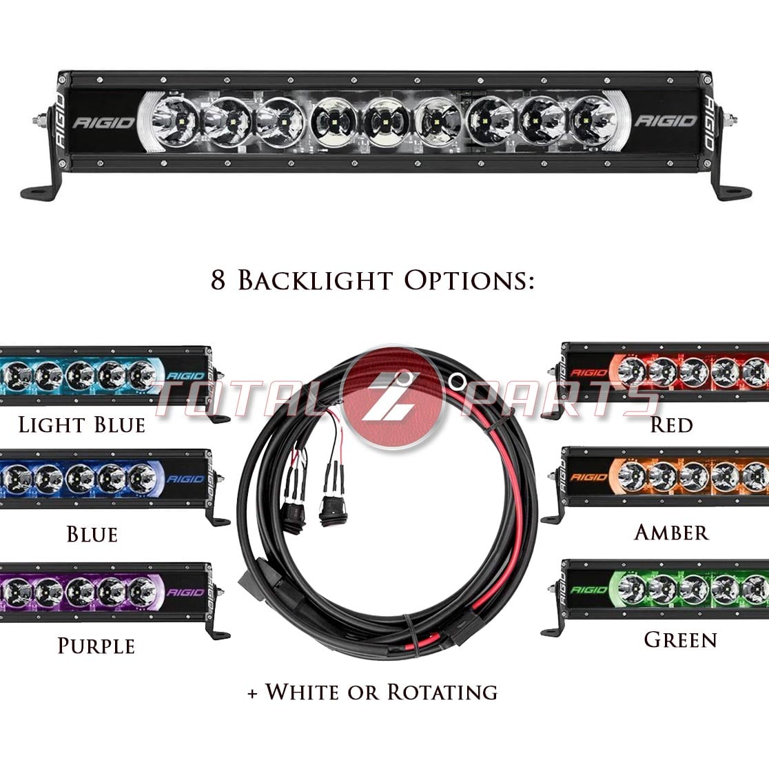 Rigid Industries® 20″ Radiance+ RGBW 8-Option Backlight LED Light Bar w/Harness