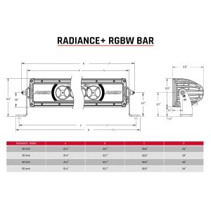 Rigid Industries® 20" Radiance+ RGBW 8-Option Backlight LED Light Bar w/Harness