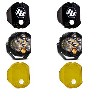 Baja Designs® LP6 Pro LED Clear Driving/Combo Pair w/Amber & Black Rock Guards Baja Designs® LP6 Pro LED Clear Driving/Combo Pair w/Amber & Black Rock Guards