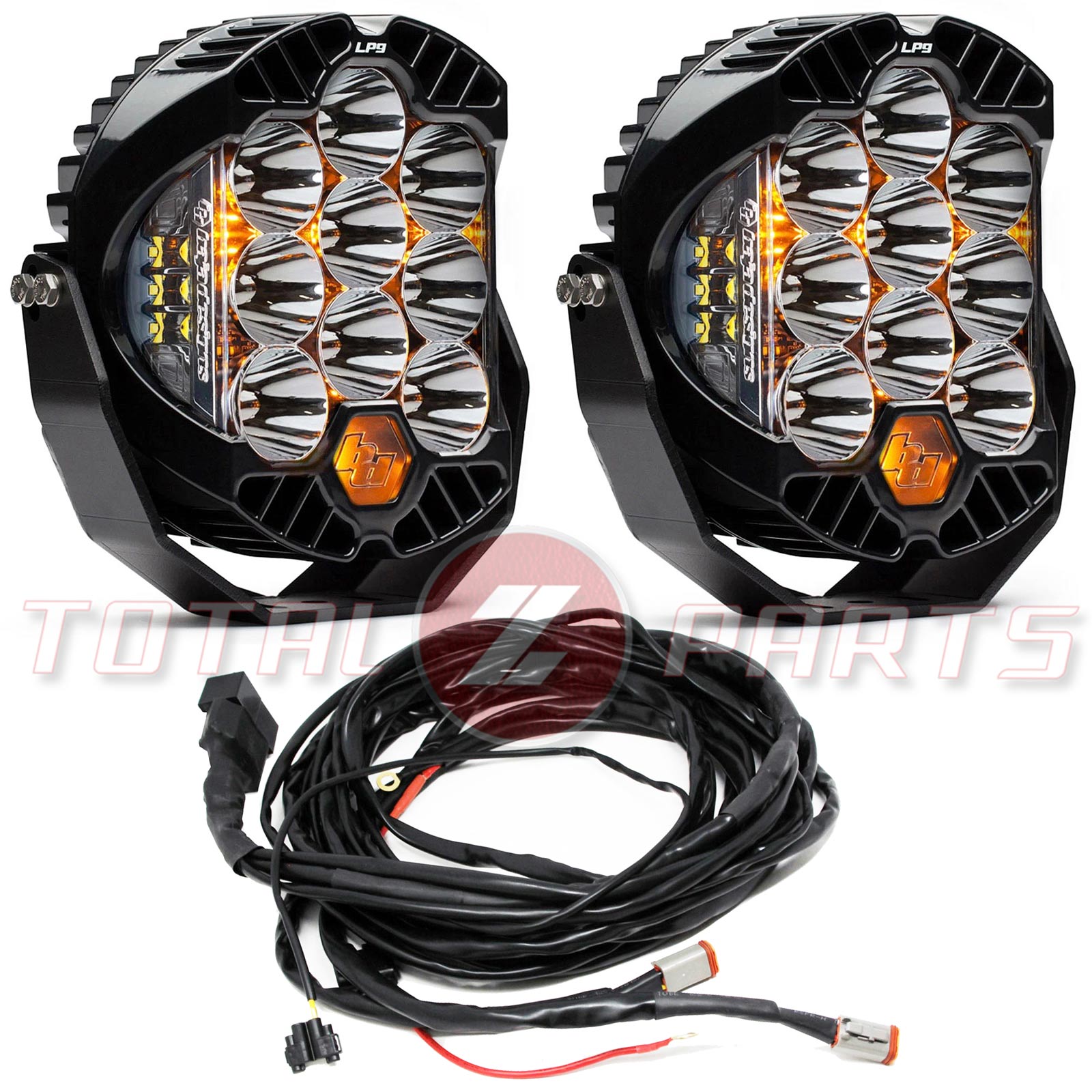Baja Designs® LP9 Racer Edition LED Clear Spot Lights Pair & Upfitter Harness