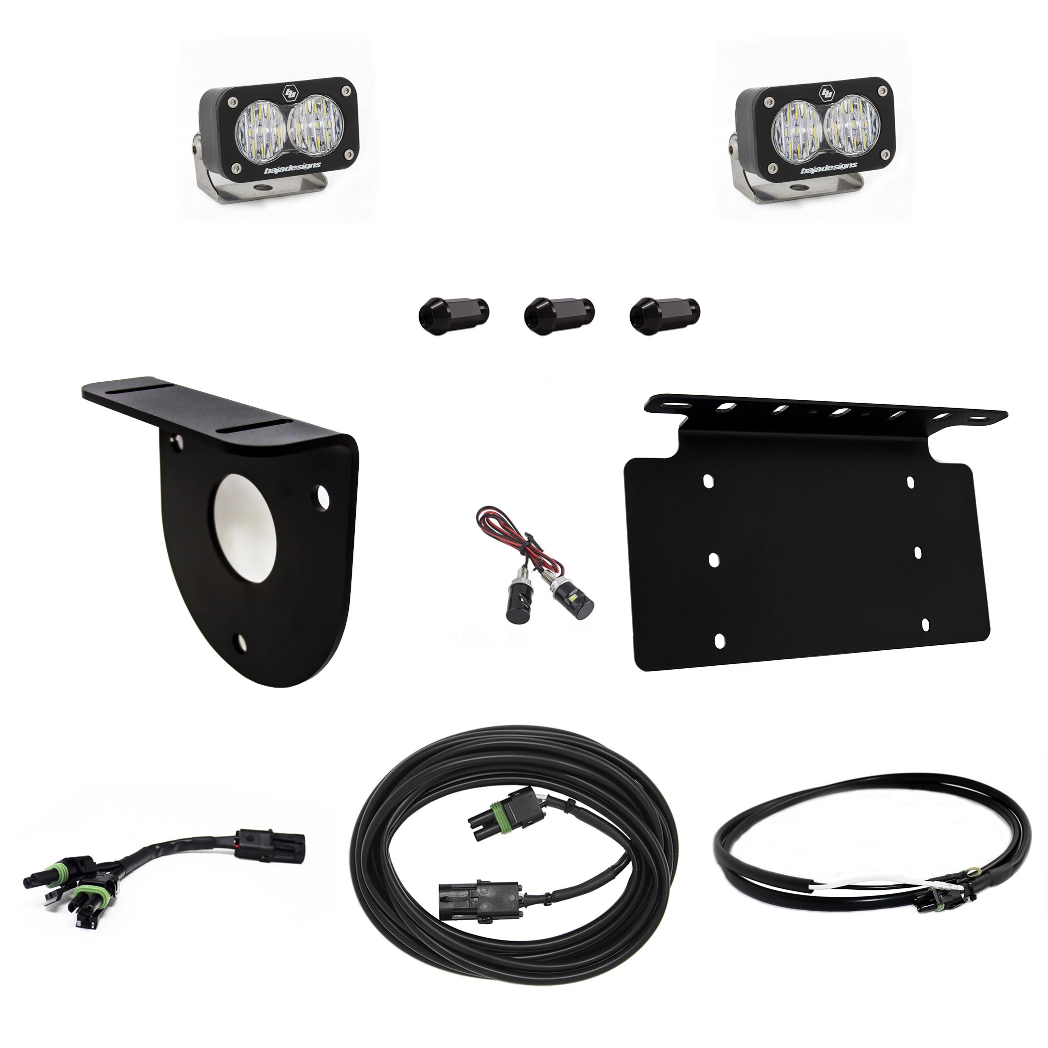 Baja Designs® S2 Dual Reverse License Plate Spare Tire LED Light Upfitter Kit (21-UP Ford Bronco)