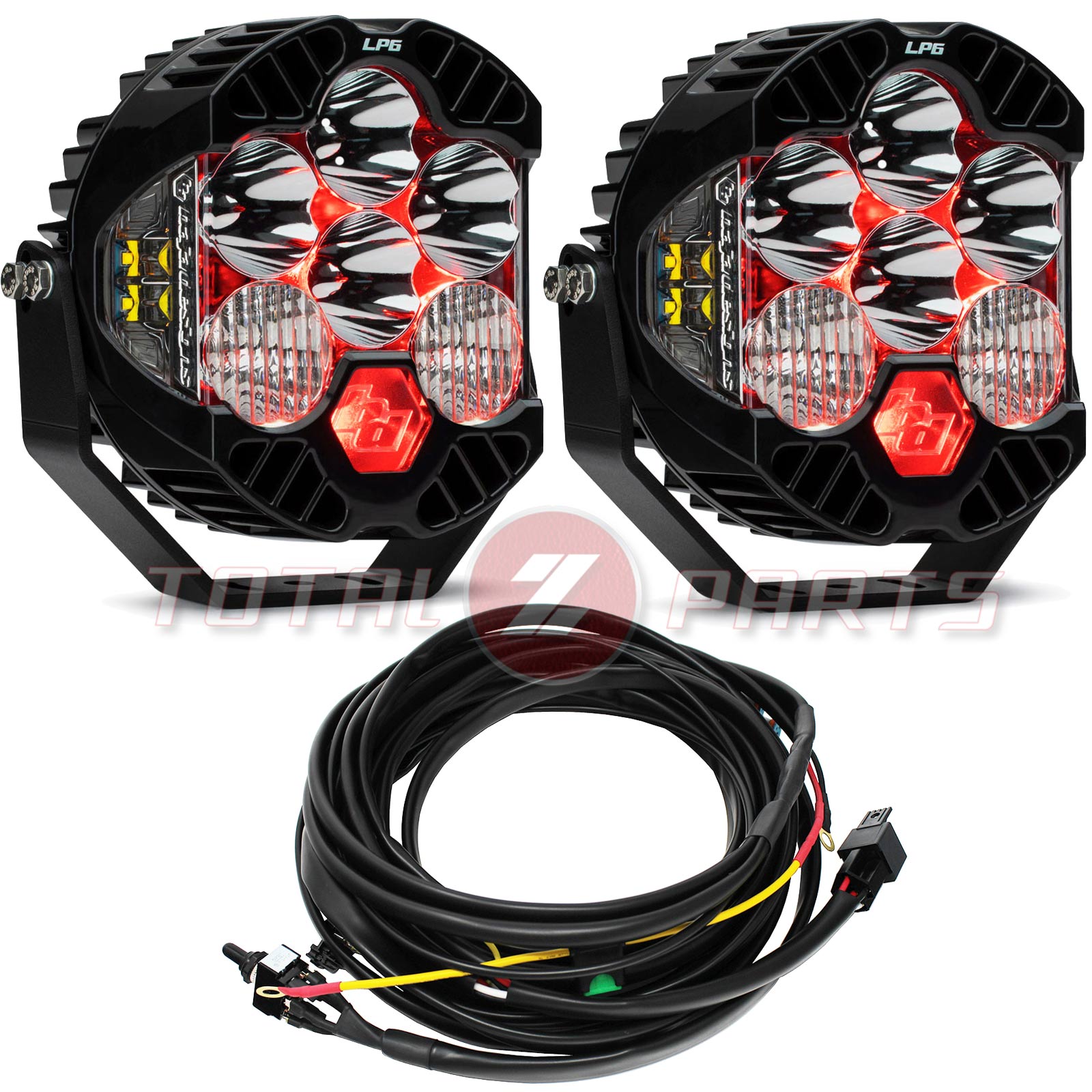 Baja Designs® LP6 Pro LED Driving/Combo Red Backlight Light Pair, Toggle Harness