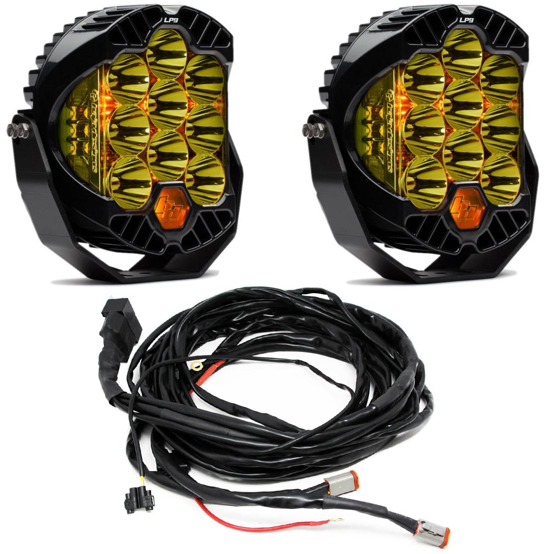 Baja Designs® LP9 Pro LED Amber Spot Lights Pair & Upfitter Harness Kit