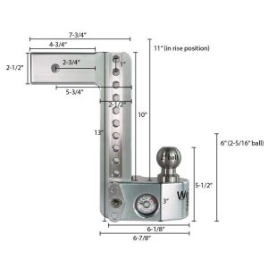 Weigh Safe® 10" Drop Hitch 2.5" Receiver WS10-2.5 w/Tongue Weight Gauge 18,500 LBS Weigh Safe® 10" Drop Hitch 2.5" Receiver WS10-2.5 w/Tongue Weight Gauge 18,500 LBS