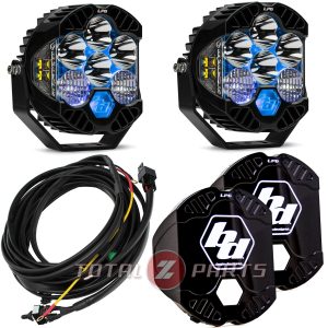 Baja Designs® LP6 Pro LED Driving/Combo Blue Backlight Pair, Toggle Harness, Rock Guards
