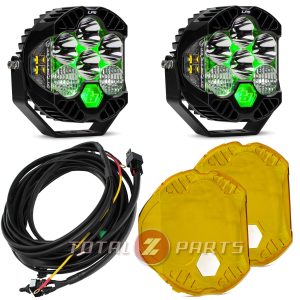 Baja Designs® LP6 Pro LED Driving/Combo Blue Backlight Pair, Toggle Harness, Amber Rock Guards