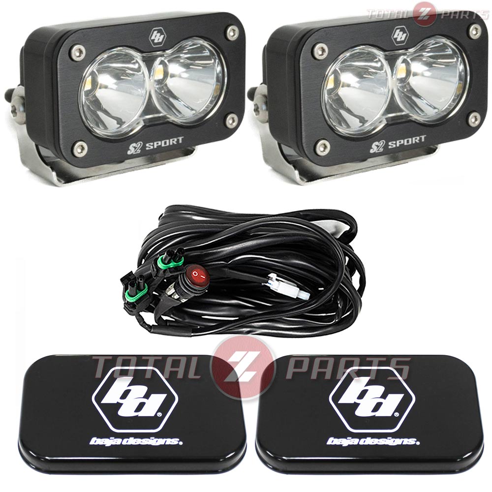 Baja Designs™ S2 Sport Clear Spot LED Lights Pair, Rock Guards, Wiring Harness