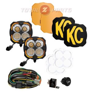 KC HiLiTES™ Flex Era® 4 LED Light Combo Pair, Wiring, Amber & Black Covers, Spot Lenses
