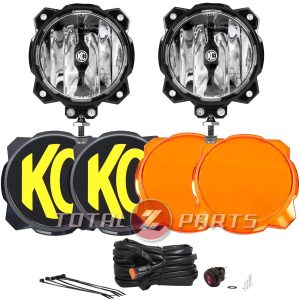 KC HiLiTES® Pro6™ 6-inch LED SAE Driving Lights Pair, Amber + Black Covers, Wire Harness