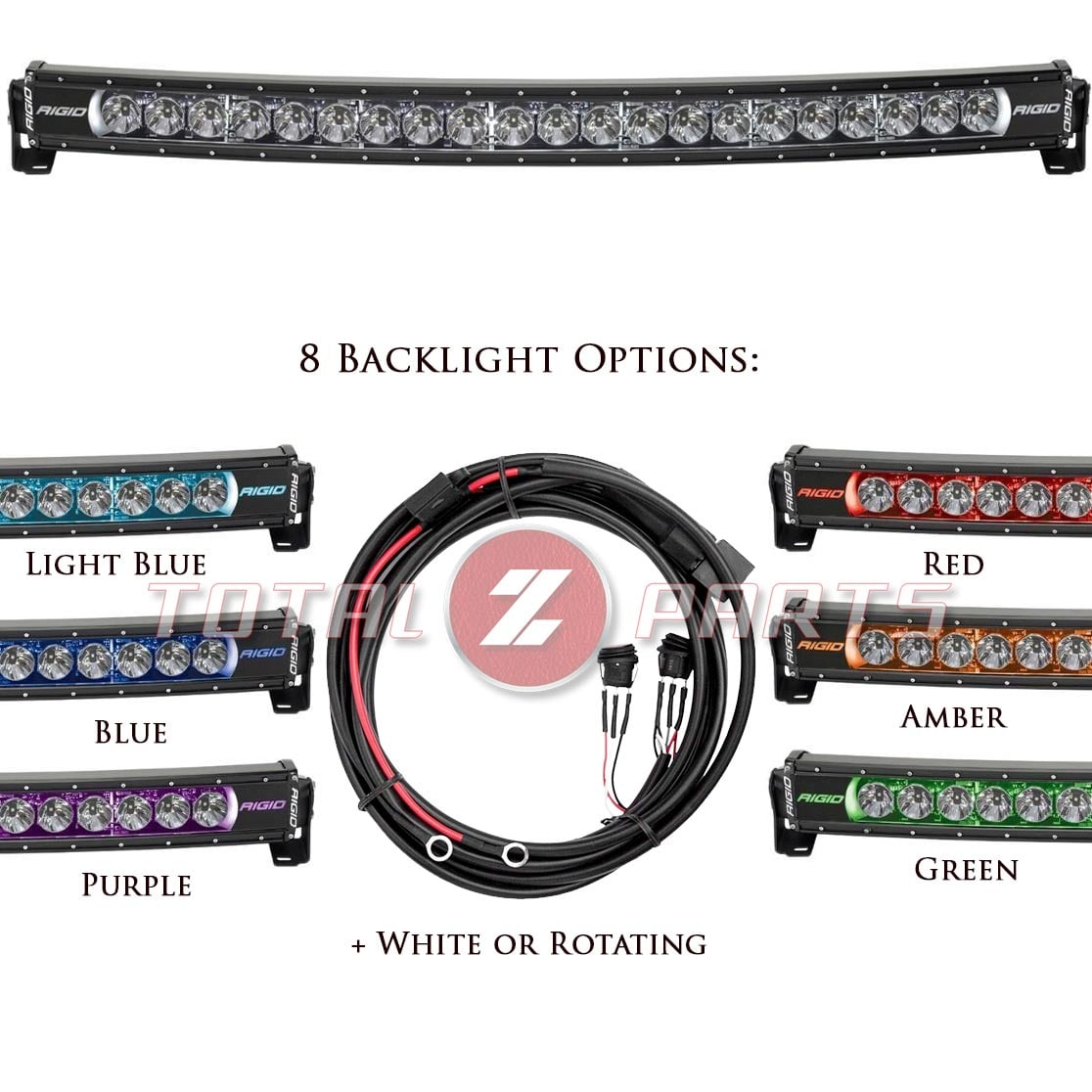 Rigid Industries® 40" Radiance+ Curved RGBW 8-Option Backlight LED Light Bar & Harness Rigid Industries® 40" Radiance+ Curved RGBW 8-Option Backlight LED Light Bar & Harness