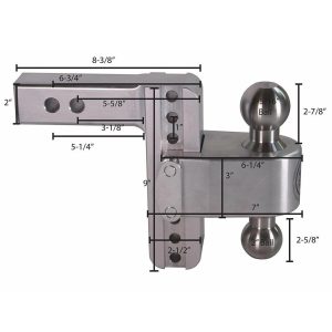 Weigh Safe® 6" Drop 2" Receiver 180 Hitch 12500 LBS w/Keyed Alike Pin LTB6-2-KA Weigh Safe® 6" Drop 2" Receiver 180 Hitch 12500 LBS w/Keyed Alike Pin LTB6-2-KA