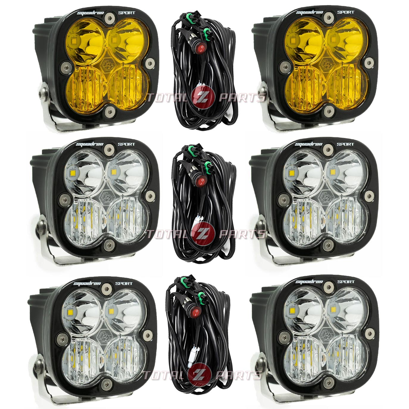 Baja Designs® 6 x Squadron Sport Driving/Combo LED Fog Lights (4 Clear, 2 Amber)