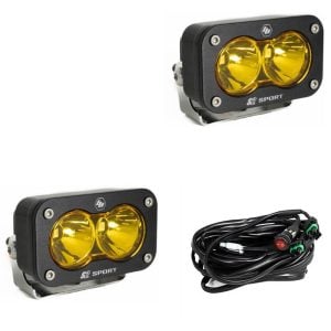 Baja Designs™ S2 Sport Amber Spot LED Lights Pair & Wiring Harness