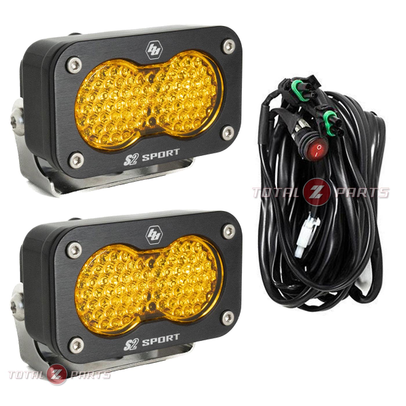 Baja Designs® S2 Sport Amber Work/Scene LED Pod Lights Pair & Wiring Harness