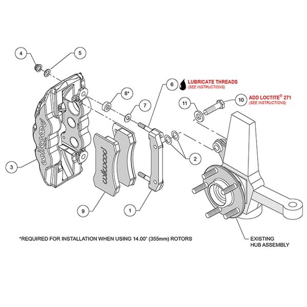 Wilwood® AERO6 Red Front Caliper & Bracket Upgrade Kit (97-13 C5/C6 Corvette) - Image 4