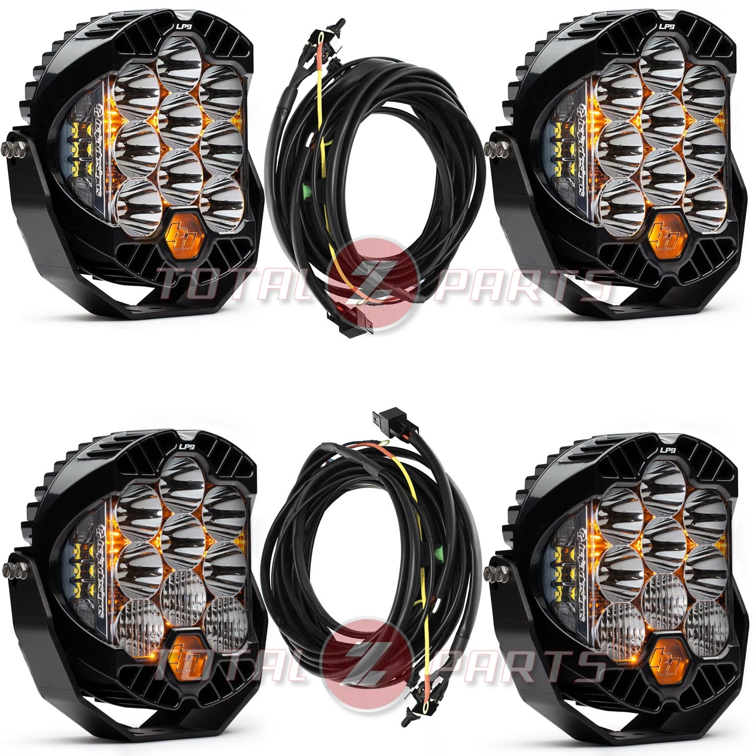 Baja Designs® 4 x LP9 Pro™ LED Clear Lights & Toggle Wiring Harnesses (2 Spot, 2 Combo)