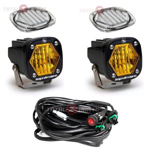Baja Designs® S1 LED Lights Pair Amber Wide Cornering, Wire Harness, Clear Lens Kits