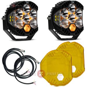 Baja Designs® LP6 Pro™ LED White Spot Lights Pair, Controller Harnesses, Amber Rock Guards