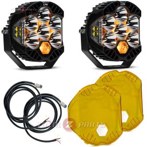 Baja Designs® LP6 Pro™ LED White Spot Lights Pair, Controller Harnesses, Amber Rock Guards