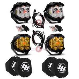 Baja Designs® (4) LP4 Pro 5-inch LED Driving/Combo Pod Lights (2 Clear w/Red Backlight, 2 Amber) & Wiring