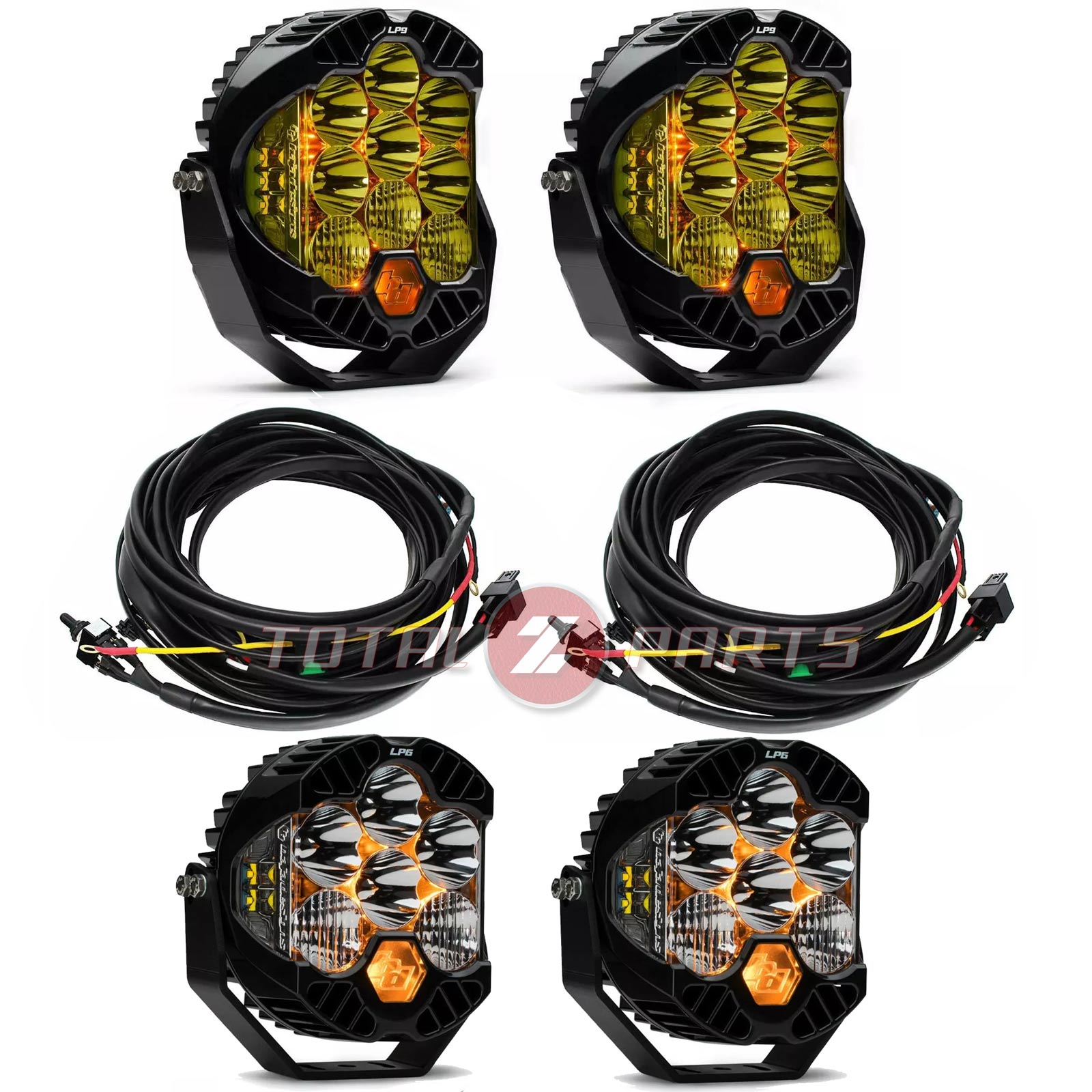 Baja Designs® (2) LP6 Pro Clear, (2) LP9 Amber Driving/Combo, Wiring Harnesses