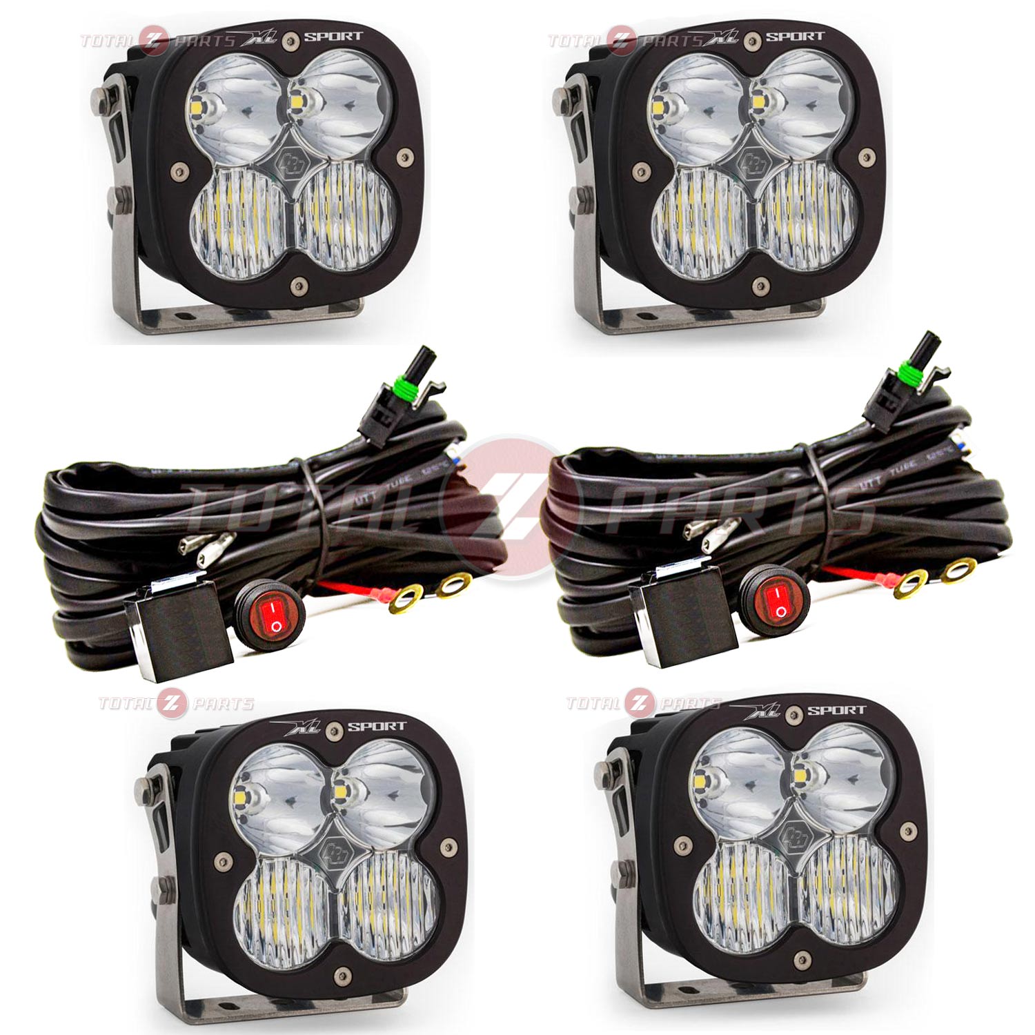 Baja Designs® 2 Pairs XL Sport Clear Driving/Combo LED Lights & Wiring Harnesses