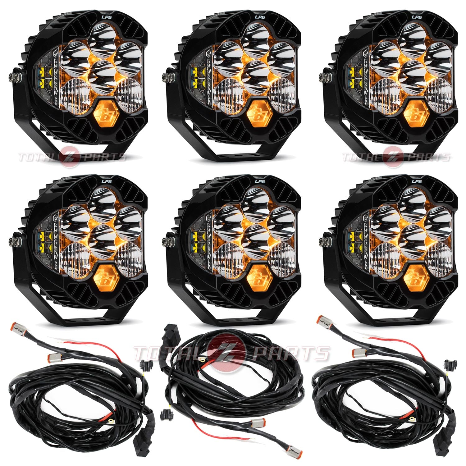 Baja Designs® LP6 Pro (6-Pack) LED Clear Driving/Combo Lights & Upfitter Wiring
