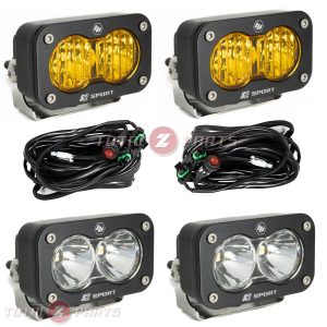 Baja Designs® 4x S2 Sport LED Lights (2 Clear Spot, 2 Amber Wide Cornering) & Wiring