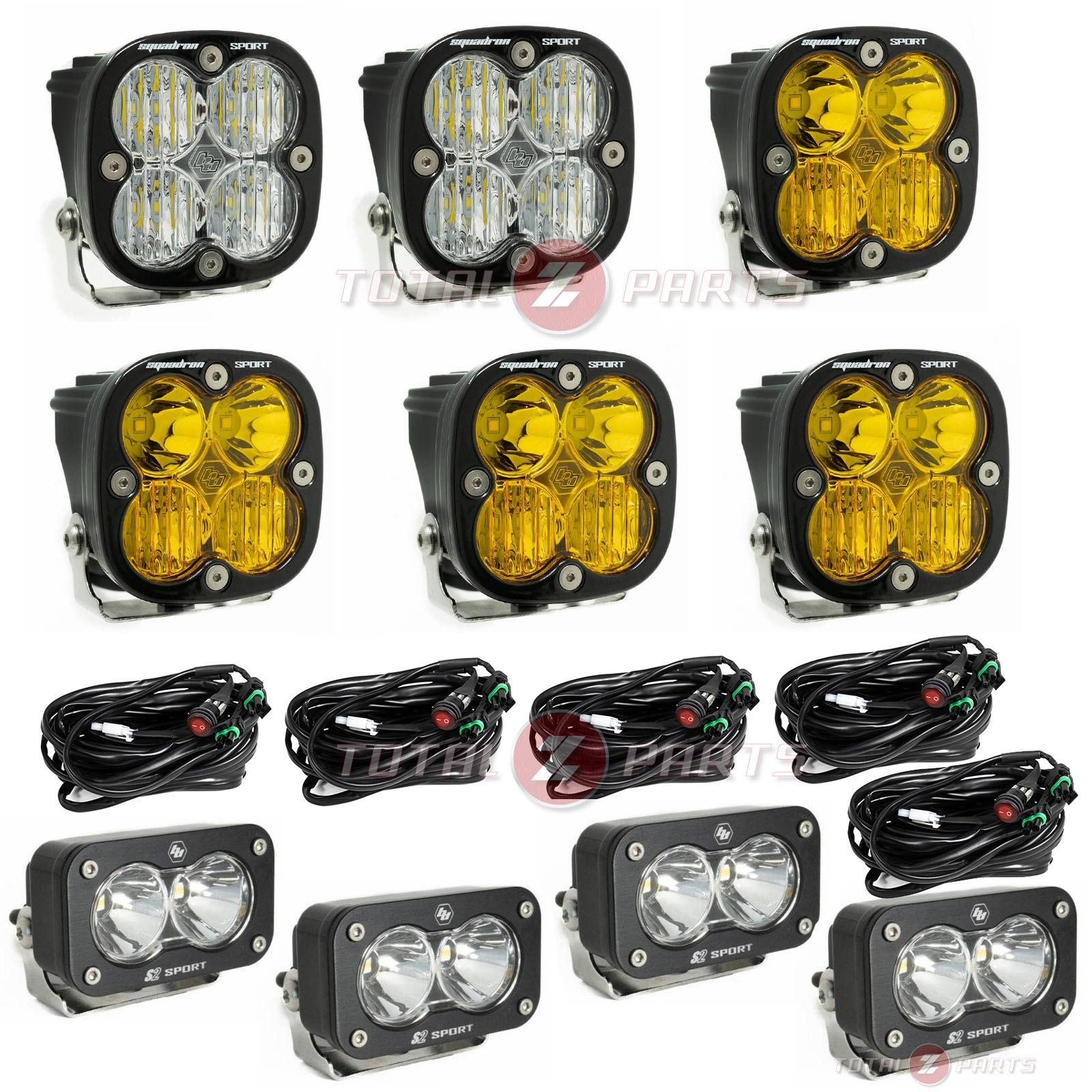 Baja Designs® 6x Squadron Sport (2 Amber Combo, 2 Clear Wide, 4x S2 Sport Clear Spot