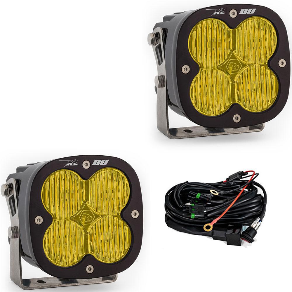 Baja Designs® XL80™ LED Lights Pair Amber Wide Cornering & Wiring Harness
