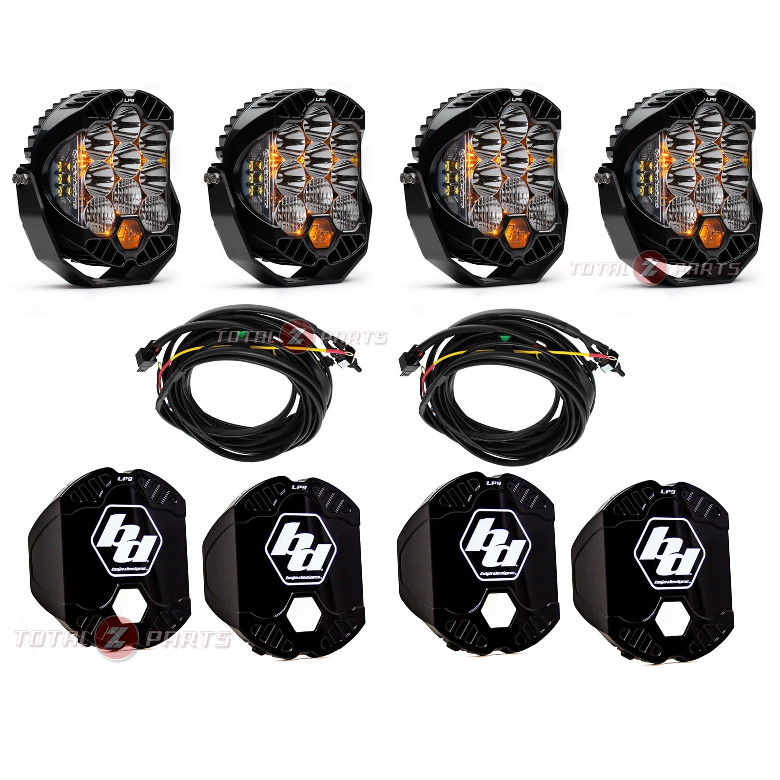 Baja Designs® 4x LP9 Pro™ LED Combo Lights w/Harness & Rock Guards