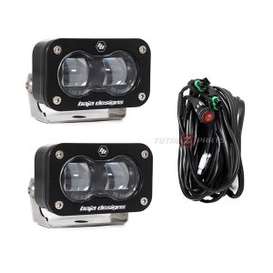 Baja Designs® S2 SAE J583 Clear Road Approved LED Lights Pair & Wiring Harness