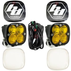 Baja Designs® Squadron Pro LED Pair Amber Driving/Combo Light Kit & Clear, Black Rock Guards