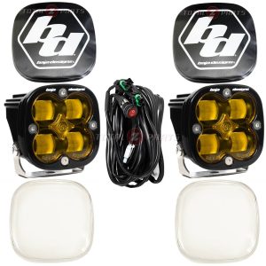 Baja Designs™ Squadron SAE LED Amber Fog Lights Pair w/Clear & Black Rock Guards Baja Designs™ Squadron SAE LED Amber Fog Lights Pair w/Clear & Black Rock Guards