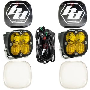 Baja Designs® Squadron Sport Fog Lights Pair Amber Driving/Combo & Black, Clear Rock Covers