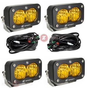 Baja Designs® 4x S2 Sport LED Lights Amber Wide Cornering, Brackets, Wiring