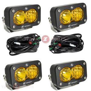 Baja Designs® 4x S2 Sport LED Lights Amber Driving/Combo, Brackets, Wiring