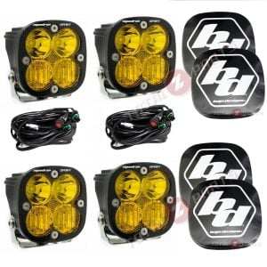 Baja Designs® 2 Pairs Squadron Sport Amber Driving/Combo LED Fog Lights & Rock Guards