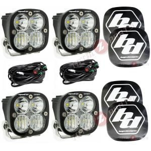 Baja Designs® 4x Squadron Sport Clear Driving/Combo LED Fog Lights & Rock Guards