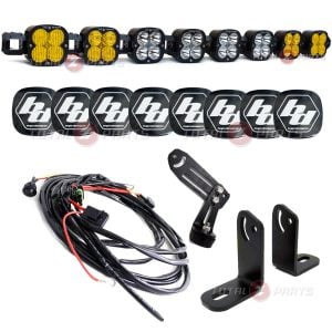 Baja Designs® 8 XL Linkable LED Universal Light Bar Amber/Clear, L Brackets, Wiring, Rock Guards
