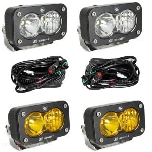 Baja Designs® 4x S2 Sport (2 Clear, 2 Amber) Driving/Combo LED Lights, Wiring, Brackets