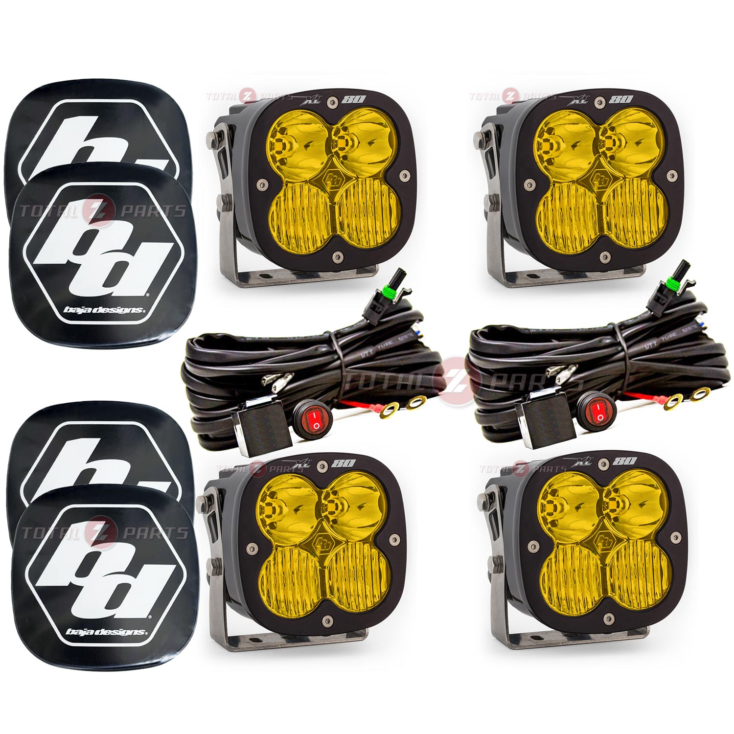 Baja Designs® XL80 LED Lights (2 Pairs) Amber Driving/Combo & Rock Guards