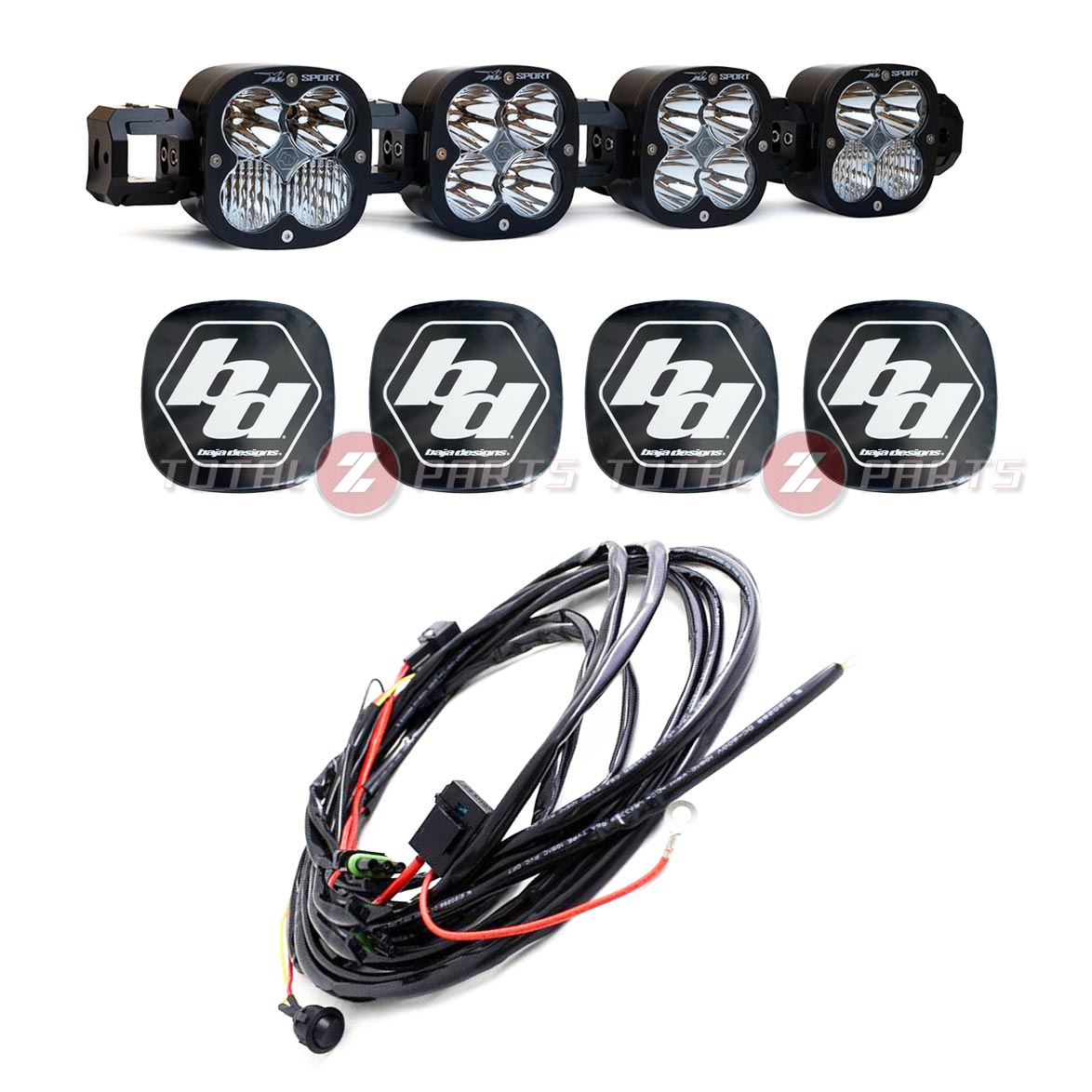 Baja Designs™ 4 XL Linkable LED Universal Light Bar, Wiring Harness, Rock Guards