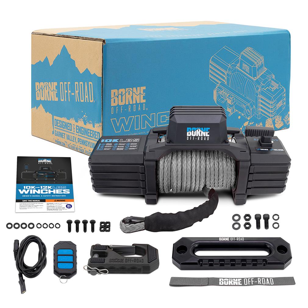 Borne Off-Road® 10K Electric Winch Gray Synthetic Rope Borne Off-Road® 10K Electric Winch Gray Synthetic Rope