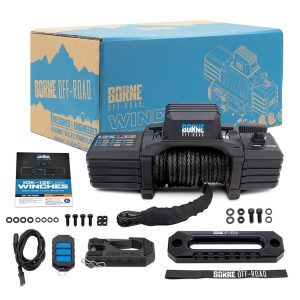Borne Off-Road® 12K Electric Winch Black Synthetic Rope